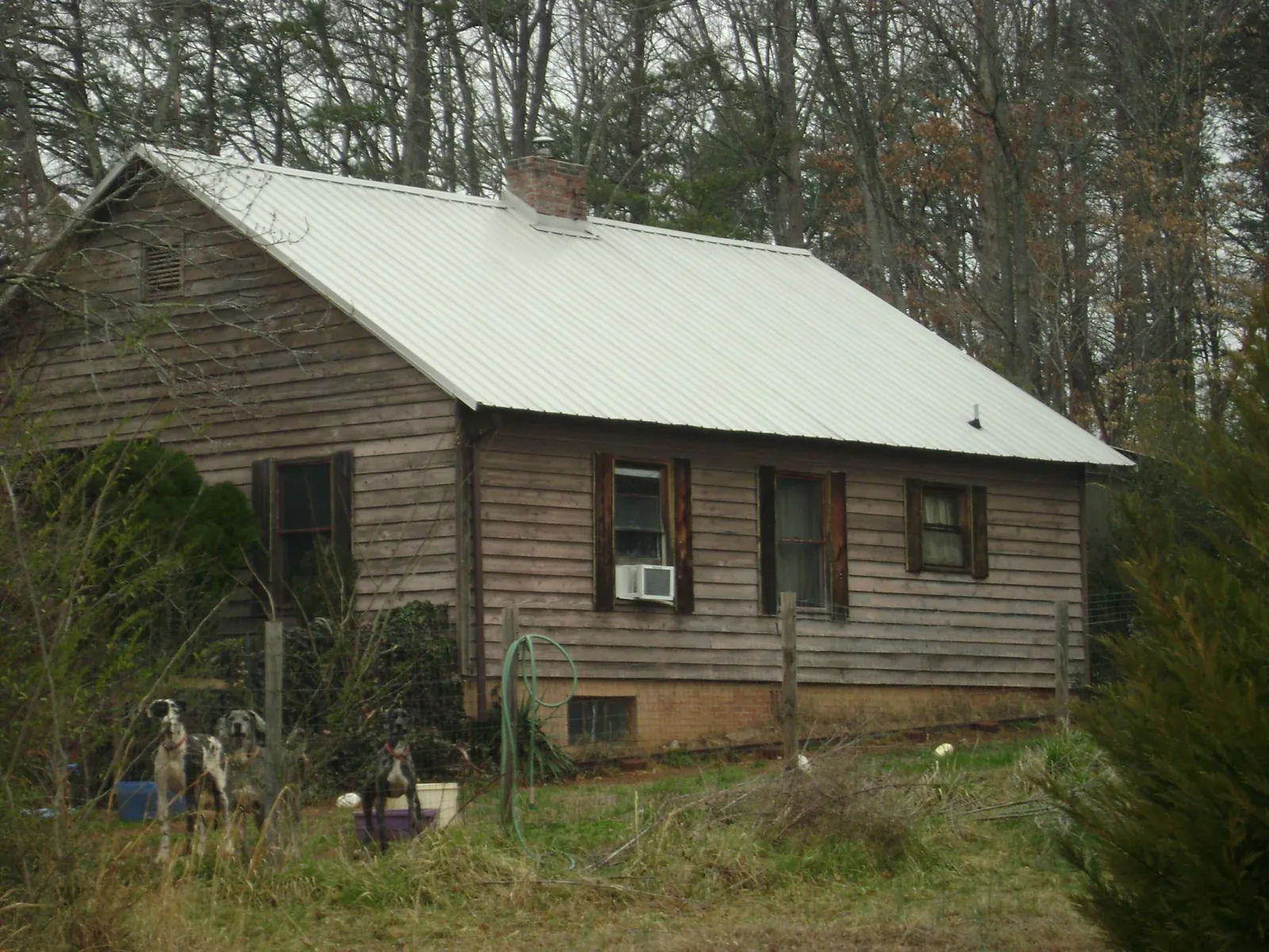 White metal roof on an old wood sided farmhouse, from a Asphalt Shingle Roof Repair job in Granite City